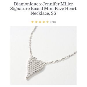 NWT Jennifer Miller x Diamonique Signature Mini Pave Heart Necklace, Silver